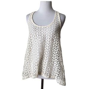 Nollie PacSun Ivory Lace Crochet Tank Top Size Small